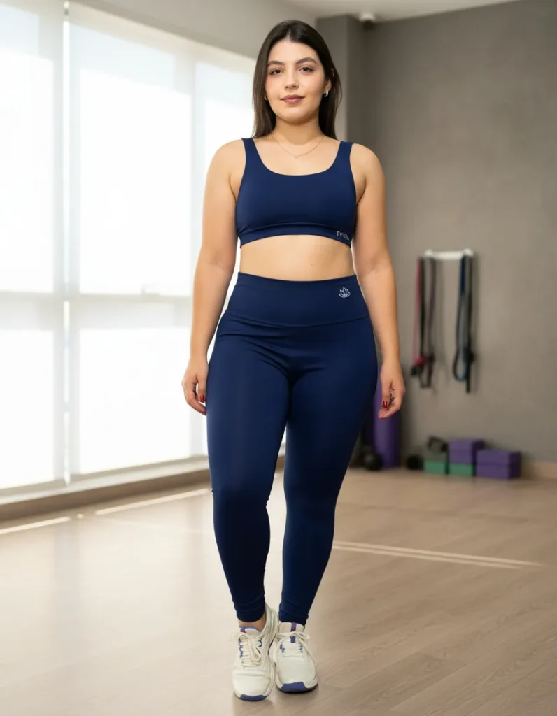 MULHER COM ROUPA DE ACADEMIA